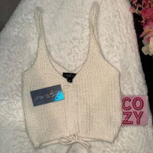 NWT Say What? Cream Knit Crop Top Size Large